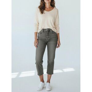 Chicos Womens Gray Denim Capri Pants With Rhinestone Pocket Details Size 1/8